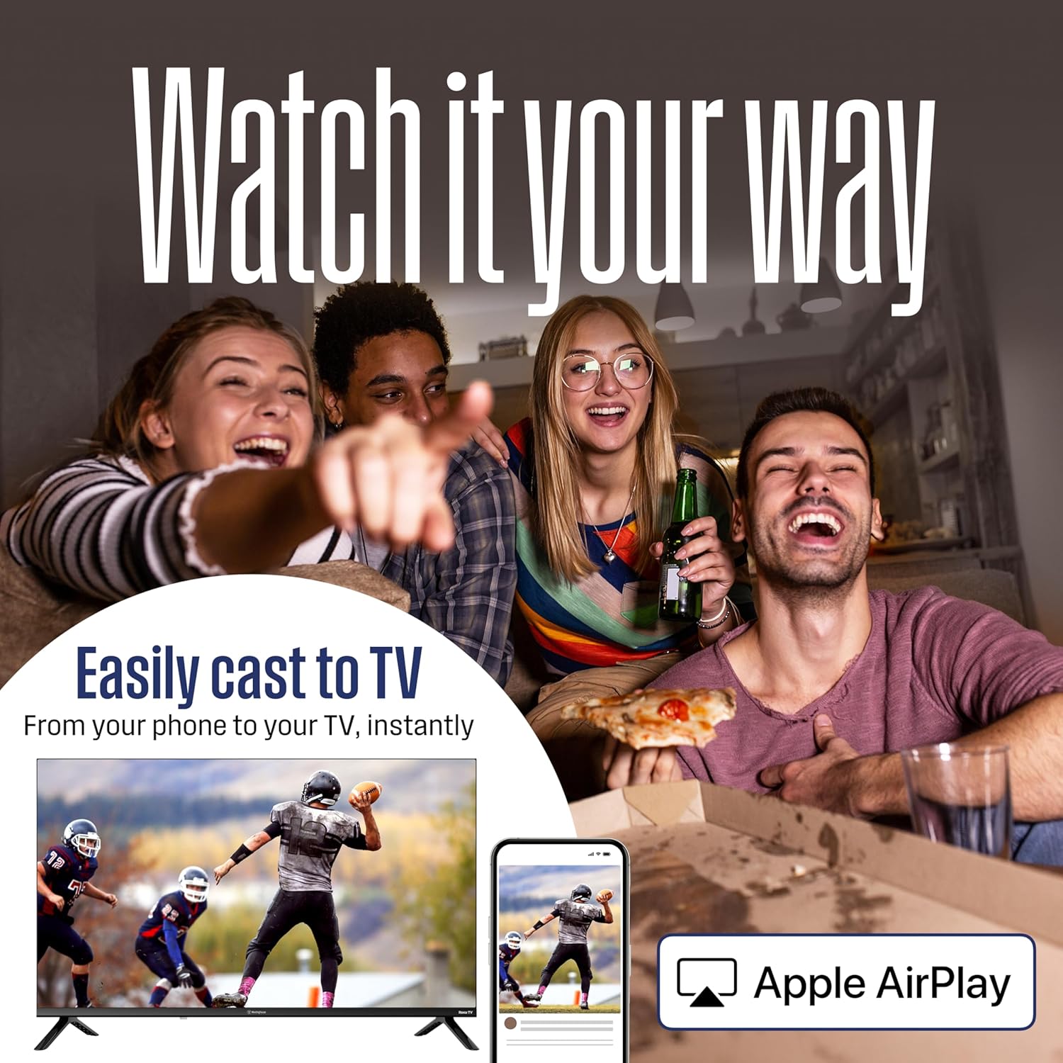 Westinghouse 50 Inch Mini LED 4K UHD Roku TV, Dolby Vision HDR, QLED Quantum Color, Local Dimming, MEMC Motion, Apple HomeKit & AirPlay 2 - Image 6