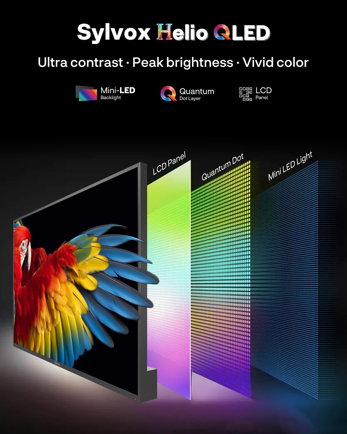 SYLVOX 75 inch Outdoor Mini-LED QLED TV, 4K Ultra HD Smart Google TVs, 2000 Nits Full Sun, Anti-Glare Screen, 120Hz Refresh Rate, IP55 Waterproof, Dual 30W Dolby Atmos Speaks (Cinema/2025) - Image 5