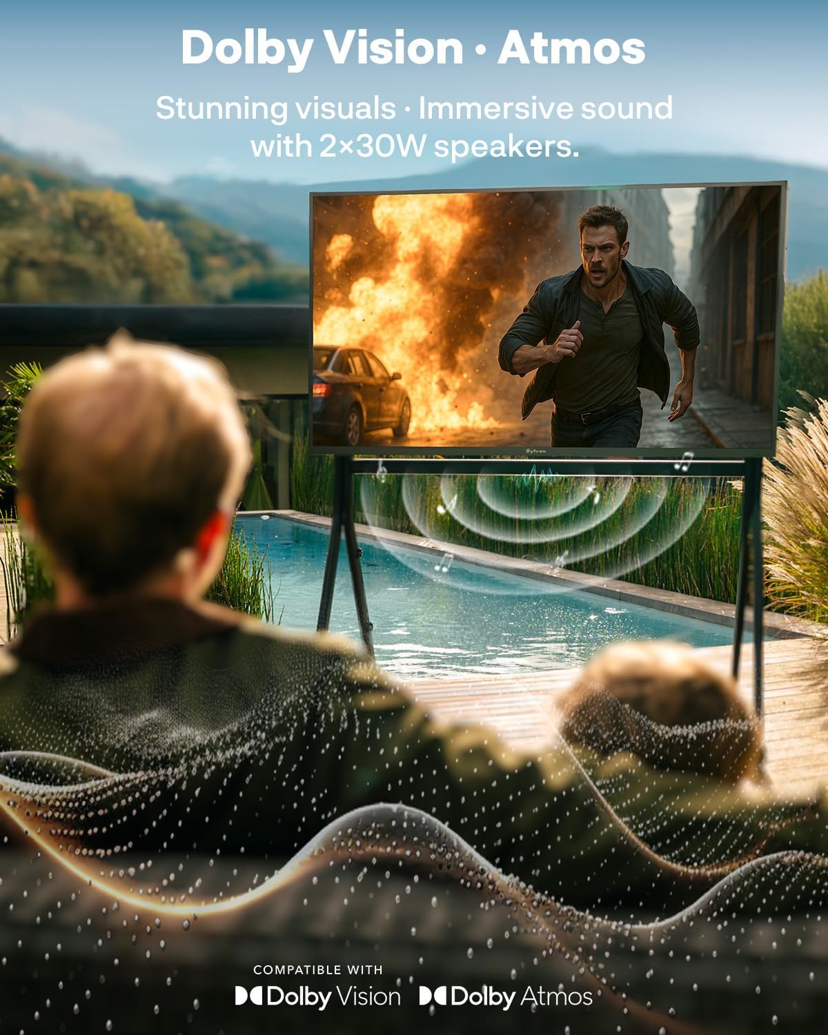 SYLVOX 75 inch Outdoor Mini-LED QLED TV, 4K Ultra HD Smart Google TVs, 2000 Nits Full Sun, Anti-Glare Screen, 120Hz Refresh Rate, IP55 Waterproof, Dual 30W Dolby Atmos Speaks (Cinema/2025) - Image 8