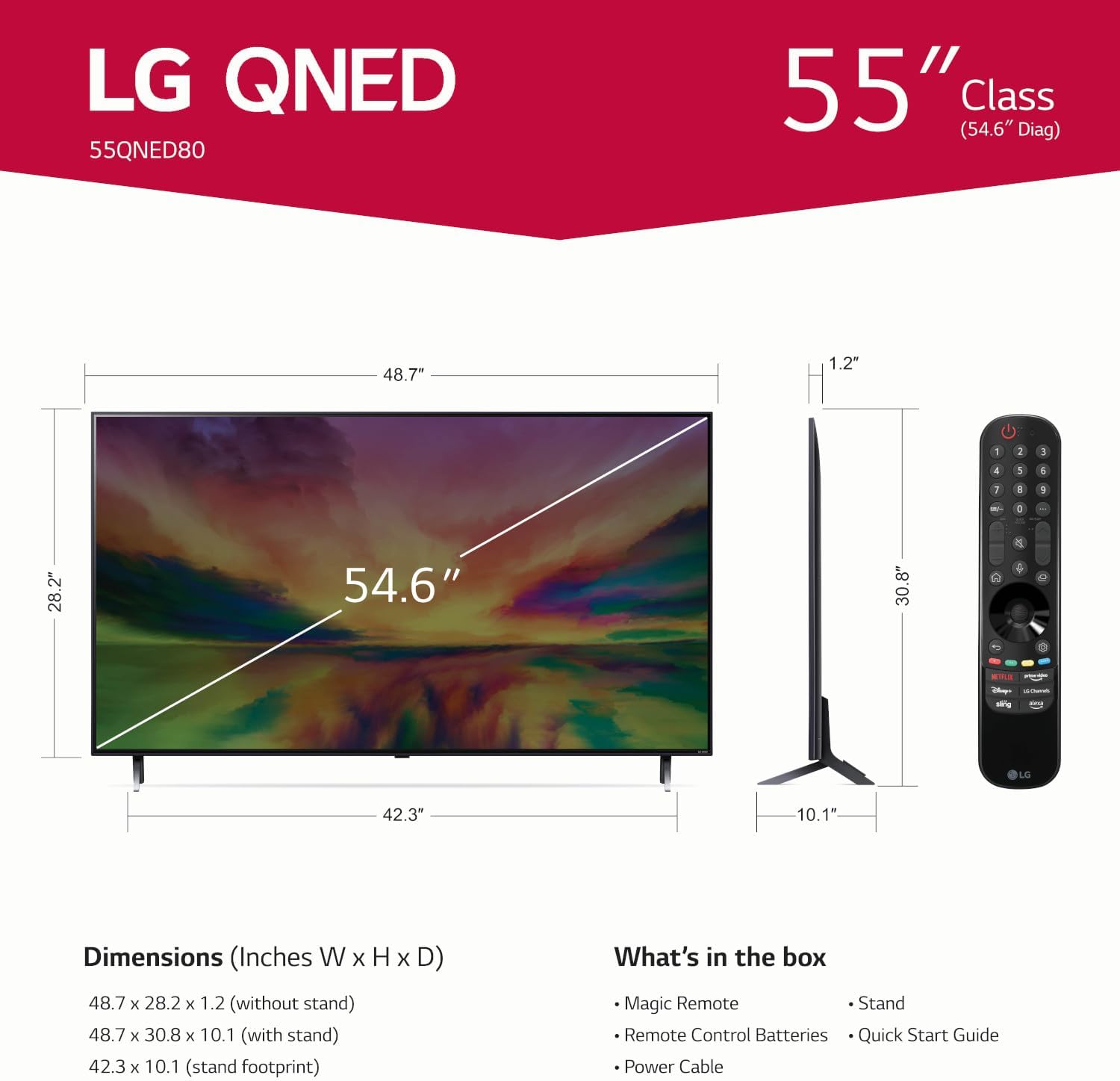 LG QNED80 Series 55-Inch Class QNED Mini LED Smart TV 4K Processor Smart Flat Screen TV for Gaming with Magic Remote AI-Powered 55QNED80URA, 2023 with Alexa Built-in - Image 3
