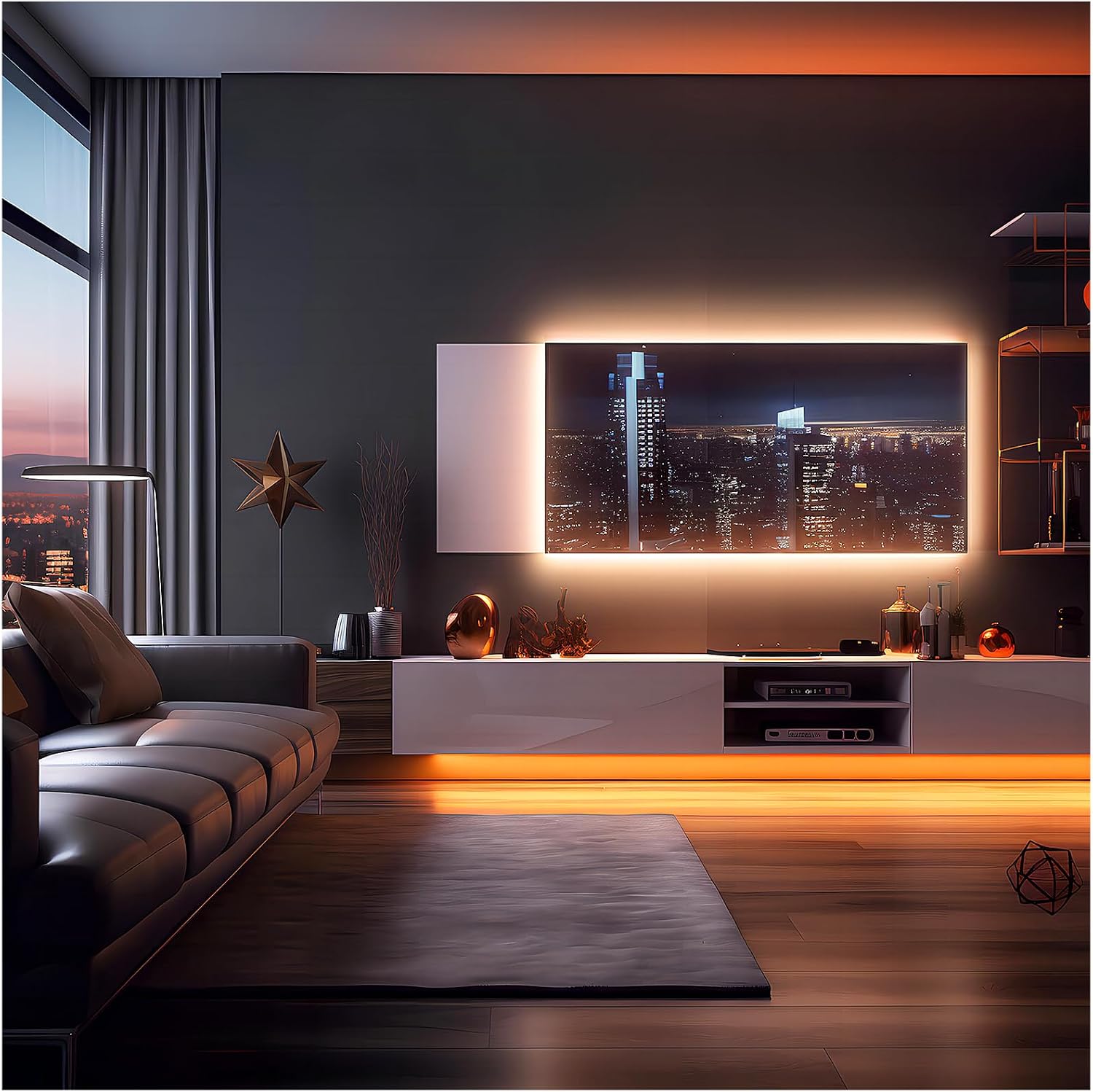 LED Strip Lights, COB Touch Dimmable 5V USB 3000K Warm White (6.56ft/2m) | 640 LEDs, Touch Stepless COB LED Strip, 10W Flexible, Bedroom Kitchen DIY Lighting Room Decor TV Lights - Image 3