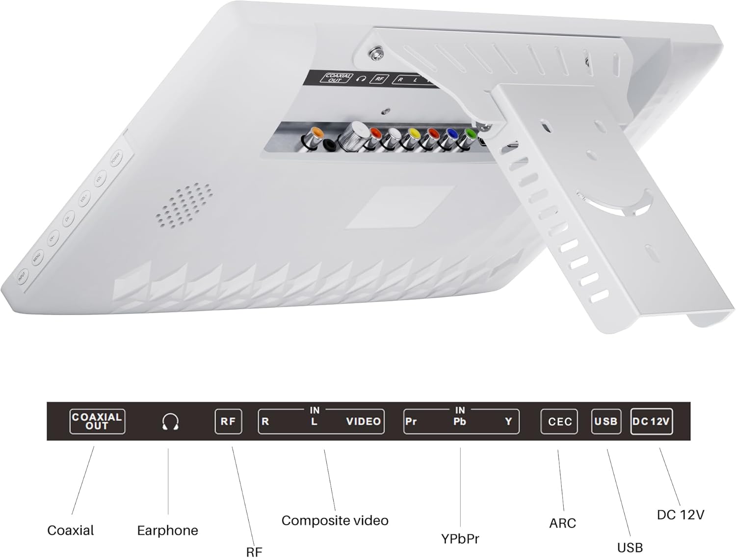 SYLVOX 15.6" Flip-Down TV for Under Cabinet, 12-Volt Small TV with 90-Degree Rotation, Digital Noise Reduction, and Storage Design for Kitchen, Bedroom, RV, and Yacht - Image 3