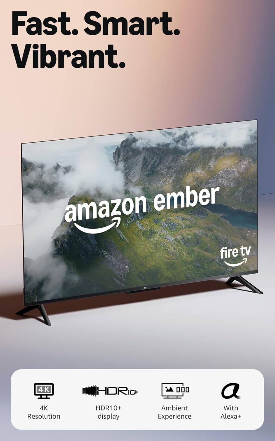 amazon ember 55" 4 series with fire tv (newest model), 4k ultra hd smart tv with alexa remote, hdr10+, fast processor, dolby audio, ambient experience, free and live tv, find shows faster with alexa+