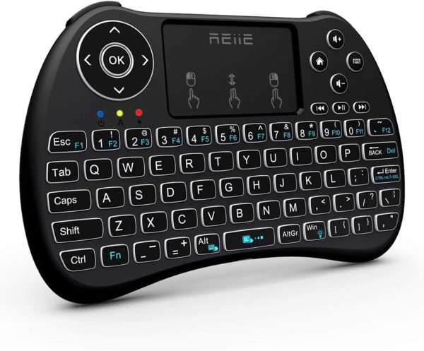 (Backlit Version)REIIE H9+ Mini Keyboard,2.4GHz Wireless Mini Handheld Smart TV Remote Keyboard with Touchpad for PC,Raspberry Pi 2, Pad, Smart TV, Android TV Box, Windows 7 8 10(Not Suport Bluetooth)