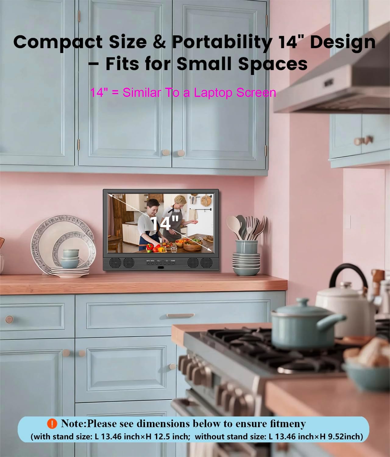 Feihe 14 Inch Small Smart TV, HD LED Flat Screen Smart TV with ATSC Tuner/HDMI/USB/AV for Kitchen, RV, Camper, Bedroom or Travel Use - Image 2