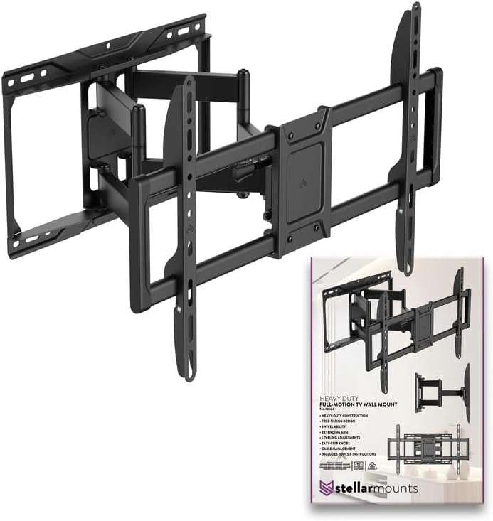 Heavy Duty Dual Arm Articulating Wall Mount Bracket for QM8K Mini-LED QLED 4K Smart TV with Google TV 98QM952G 98 InchTV - Tilt & Swivel/Pull Out 2.8"-16.6"/ Holds 165 lbs