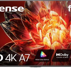 Hisense 43" Class A7 Series (43A7NF) 4K UHD Smart Fire TV, Voice Remote with Alexa, Wide Color Gamut, HDR10+, Dolby Vision, Dolby Atmos, Game Mode, ALLM, Stream Live TV Without Cable