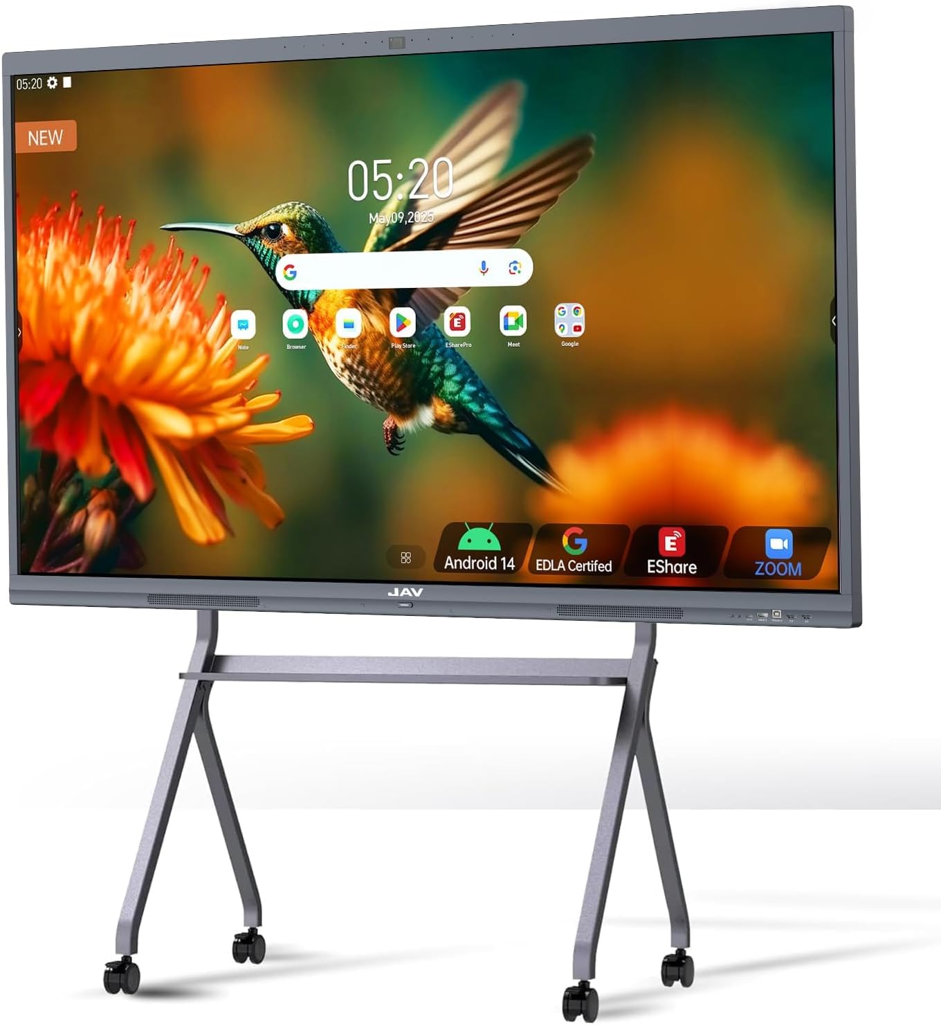 jav 65" smart board pro google edla certified 4k uhd interactive whiteboard for classroom office all in one touchscreen display with 48mp ai camera 100w soundbar android 14 8+128gb wall mount included