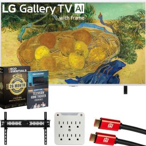 LG 55" Gallery TV with Frame LX7B Mini LED 4K TV 2026 55LX7BPUA Bundle with 26 Month CPS Protection Pack, 2X HDMI Cable, Wall Mount, 6-Outlet Surge Adapter and Deco Gear Home Theater Beginner's Guide