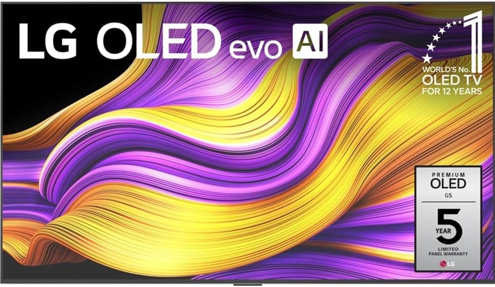 lg 65" g5 oled evo 4k uhd tv with one wall design 2025 bundle with deco essentials cps exclusive 26 month protection, 2x hdmi cable, surge adapter & deco gear home theater beginner′s guidebook