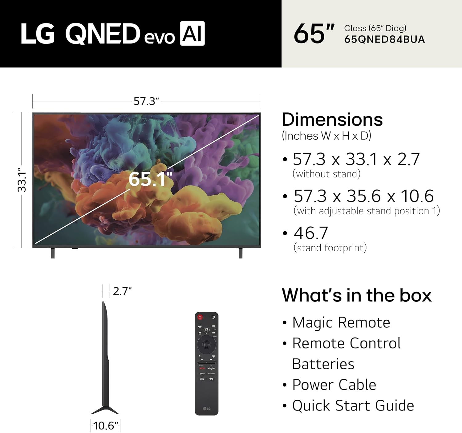 LG 65-Inch Class QNED evo AI QNED84B Series Mini LED 4K Smart TV w/HDR10, AI Super Upscaling 4K, Filmmaker Mode, Wow Orchestra, Compatible with Alexa (65QNED84BUA, 2026) - Image 2