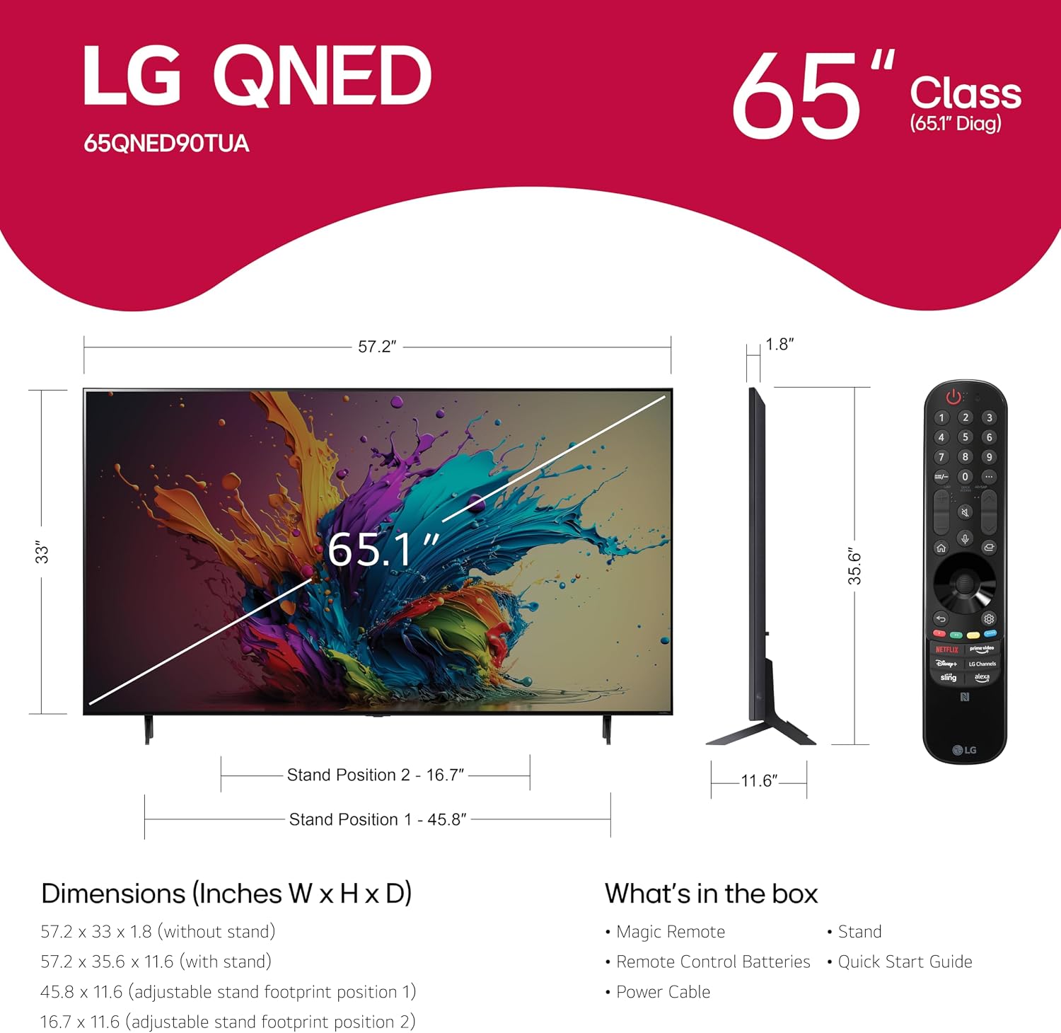 LG 65-Inch Class QNED90T Series Mini LED Smart TV 4K Processor Flat Screen with Magic Remote AI-Powered with Alexa Built-in (65QNED90TUA, 2024) - Image 2
