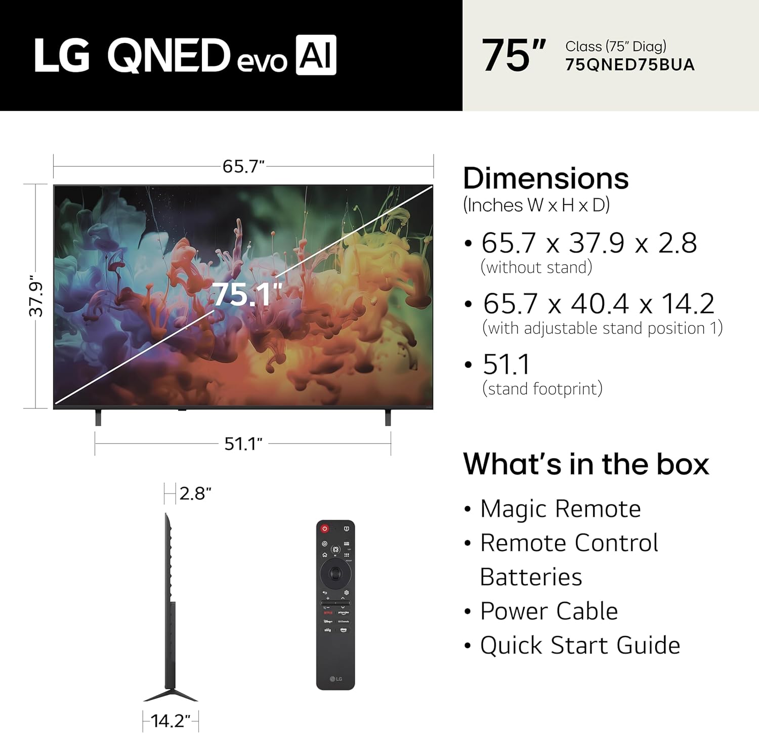 LG 75-Inch Class QNED AI QNED75B Series Mini LED 4K Smart TV w/HDR10, AI Super Upscaling 4K, Filmmaker Mode, Wow Orchestra, Compatible with Alexa (75QNED75BUA, 2026) - Image 2