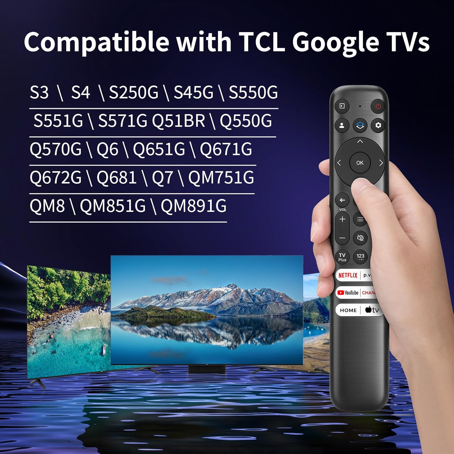 (Pack of 2) Replacement-for-TCL-Google-TV-Remote-Control,Universal Remote for TCL Smart UHD HDR LED Mini QLED 4K Google TVs(Not for Fire or Roku TVs) - Image 2