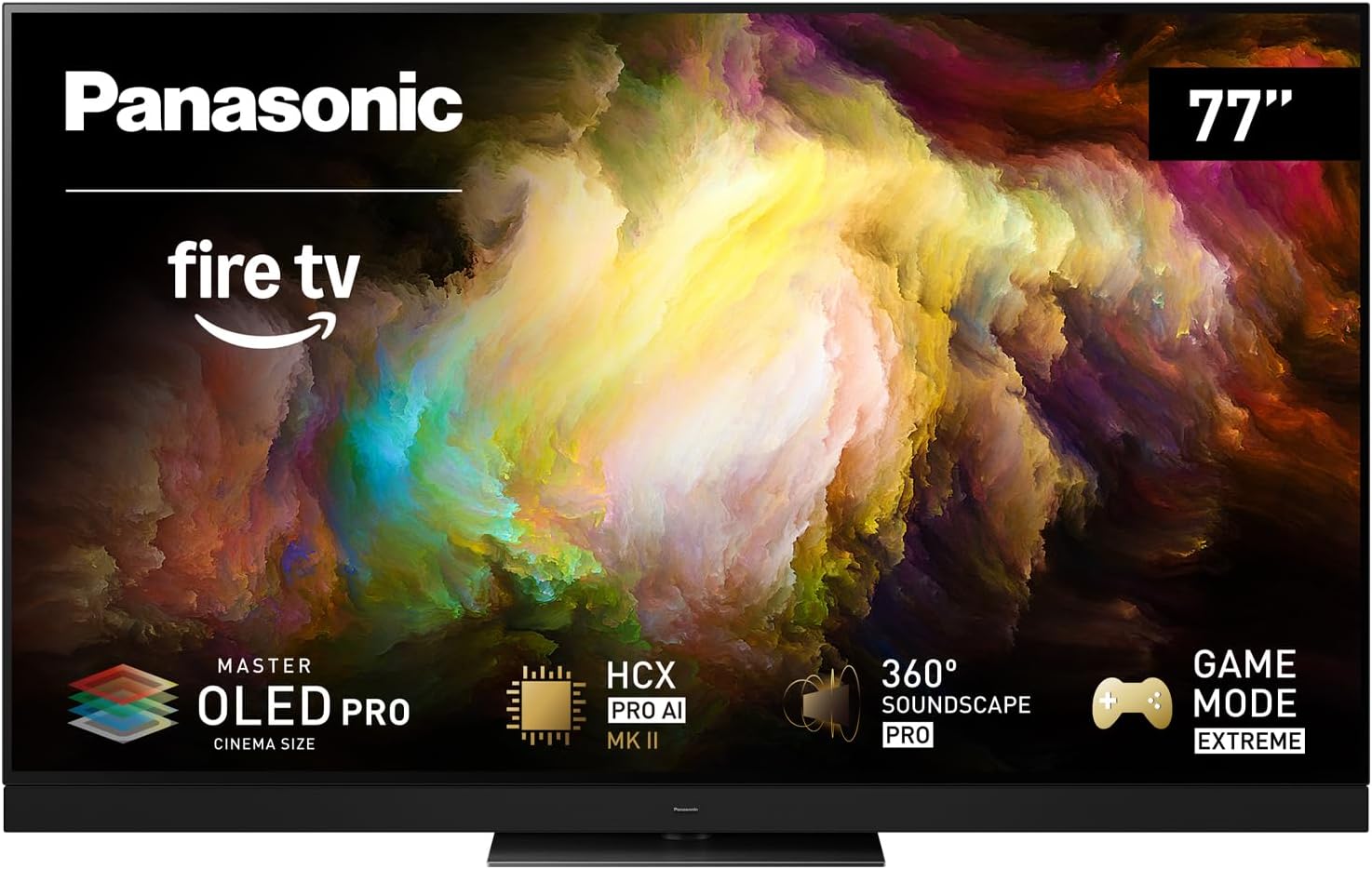 panasonic z8 series (2025) 77 inch oled 4k ultra hd smart fire tv, dolby vision iq, hdr10+ adaptive, 144hz refresh rate, hands free alexa 77z8bap