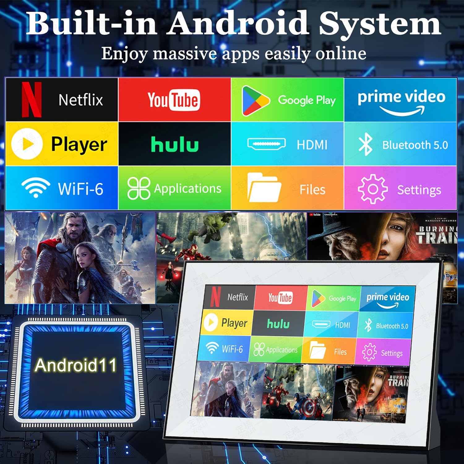 Portable TV,Small TV with Touchscreen LCD Monitor,Built in Apps,Support SD,WiFi,Bluetooth,USB, HDMI Input,Mini Smart TV Design for Home, Kitchen, RV, and Travel Use - Image 2