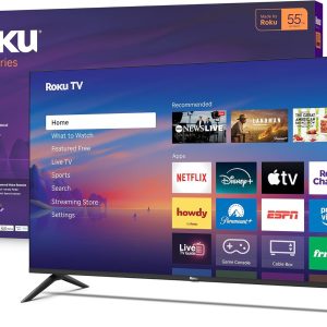roku smart tv 2026 – 55 inch select series, 4k qled tv – roku tv with voice remote – flat screen qled television with wi fi for streaming live local news, sports, & movies – bluetooth headphone mode