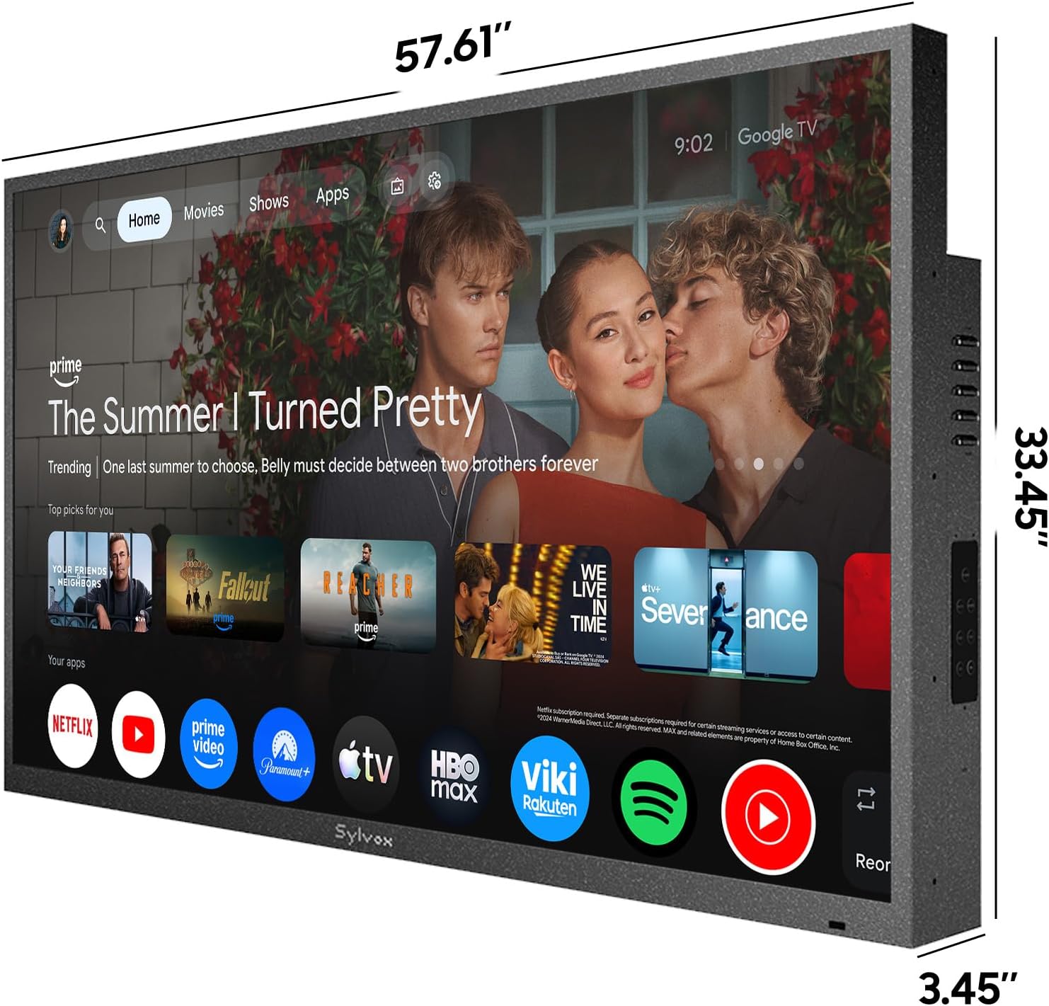 SYLVOX Outdoor TV, Smart QLED TV 65 inch, Weatherproof Outdoor TVs Support Google Assistant, 4K UHD, Wide Viewing Angle, IP56 Waterproof, 1000 Nits Partial Sun QLED Television(2026 Model) - Image 2
