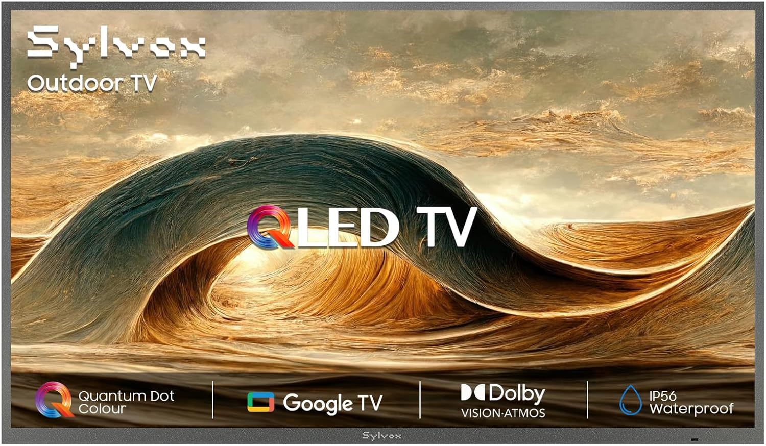 SYLVOX Outdoor TV, Smart QLED TV 65 inch, Weatherproof Outdoor TVs Support Google Assistant, 4K UHD, Wide Viewing Angle, IP56 Waterproof, 1000 Nits Partial Sun QLED Television(2026 Model)