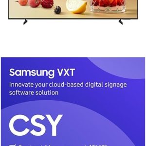 samsung 43" crystal uhd 4k pro tv + vxt s series w/cloud based, content management software, 1 year subscription