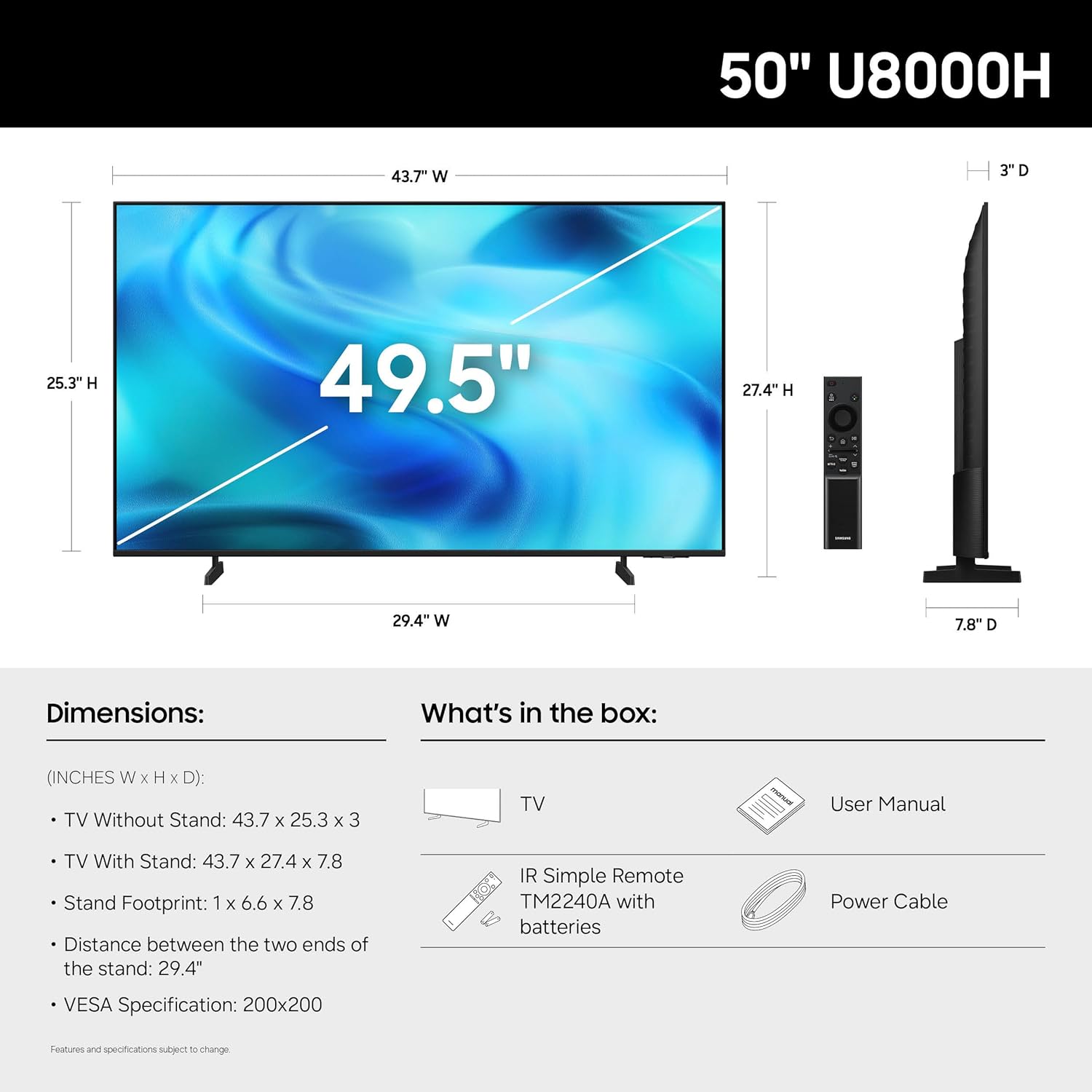 Samsung 50-Inch Class Crystal UHD U8000H Series Samsung Vision AI Smart TV (2026 Model, 50U8000H) Crystal Processor 4K, Endless Free Content, Motion Xcelerator, Color Booster, Alexa Built-in - Image 2