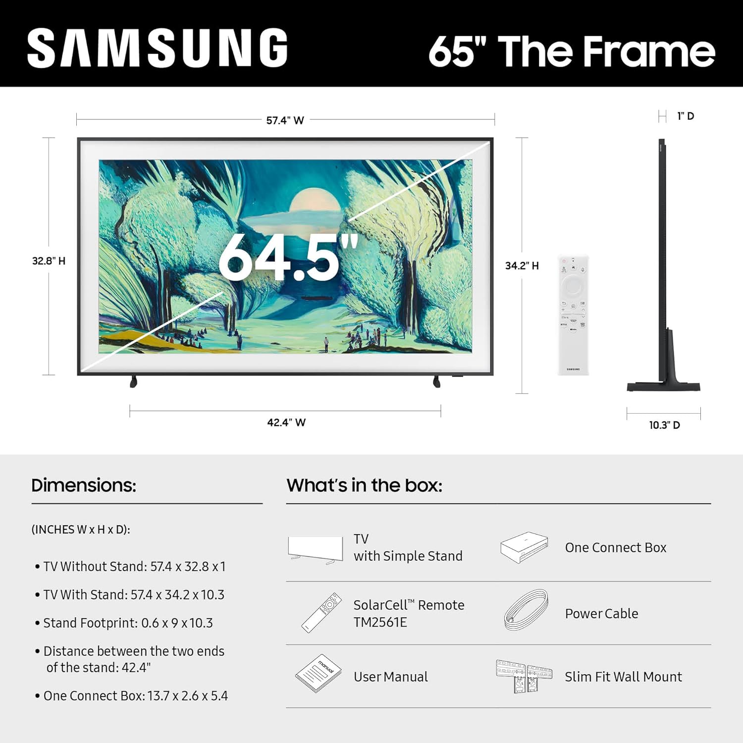 Samsung 65-Inch Class The Frame LS03F 4K QLED Smart TV (2025 Model) Slim Fit Wall Mount, Modern Frame Design, NQ4 AI Gen2 Processor, Art Mode, Artful Picture Quality, Samsung Vision AI, Alexa Built-in - Image 2