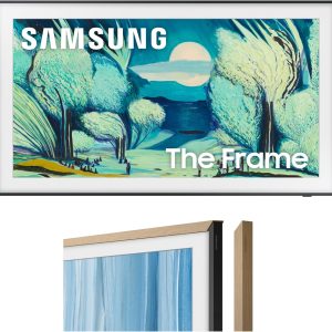 Samsung QN65LS03FADXZA 65 Inch The Frame QLED 4K Art Mode Vision AI Smart TV with a VG-SCFH65TKBZA 65" The Frame Customizable Bezel - Modern Teak (2025)