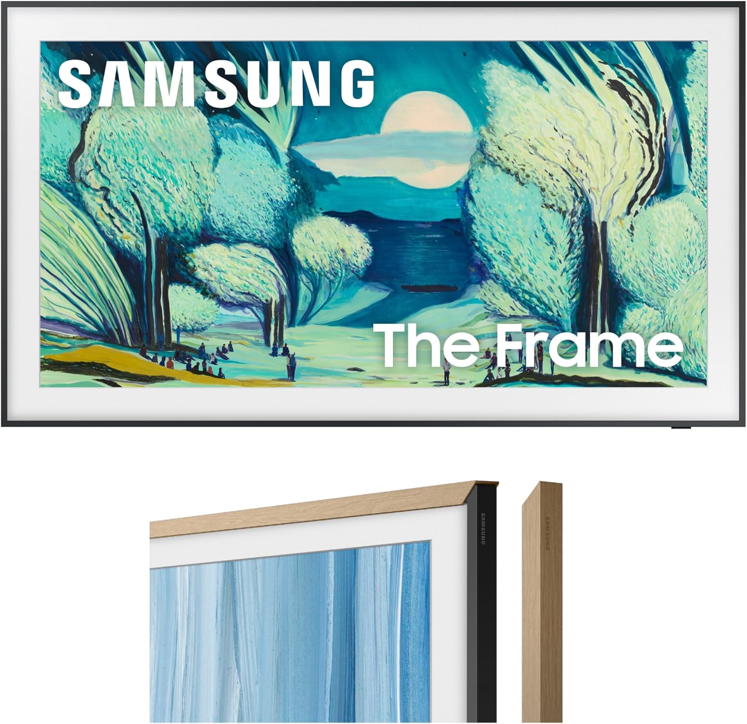 Samsung QN65LS03FADXZA 65 Inch The Frame QLED 4K Art Mode Vision AI Smart TV with a VG-SCFH65TKBZA 65" The Frame Customizable Bezel - Modern Teak (2025)