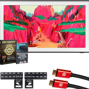 Samsung QN65LS03FW 65 inch The Frame Pro 4K Neo QLED Mini LED Smart TV (2025) Bundle with CPS Exclusive 26 Month Protection, 2X HDMI Cables & Deco Gear Complete Home Theater Beginner′s Guidebook