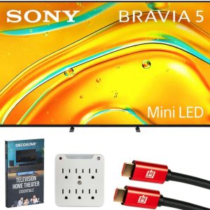 Sony BRAVIA 5 55 inch Mini LED 4K HDR Google TV (2025) K55XR50 Bundle with 2X Deco Gear 6FT HDMI Cable, SurgePro 6-Outlet Surge Adapter and Deco Gear Home Theater Beginner's Guide