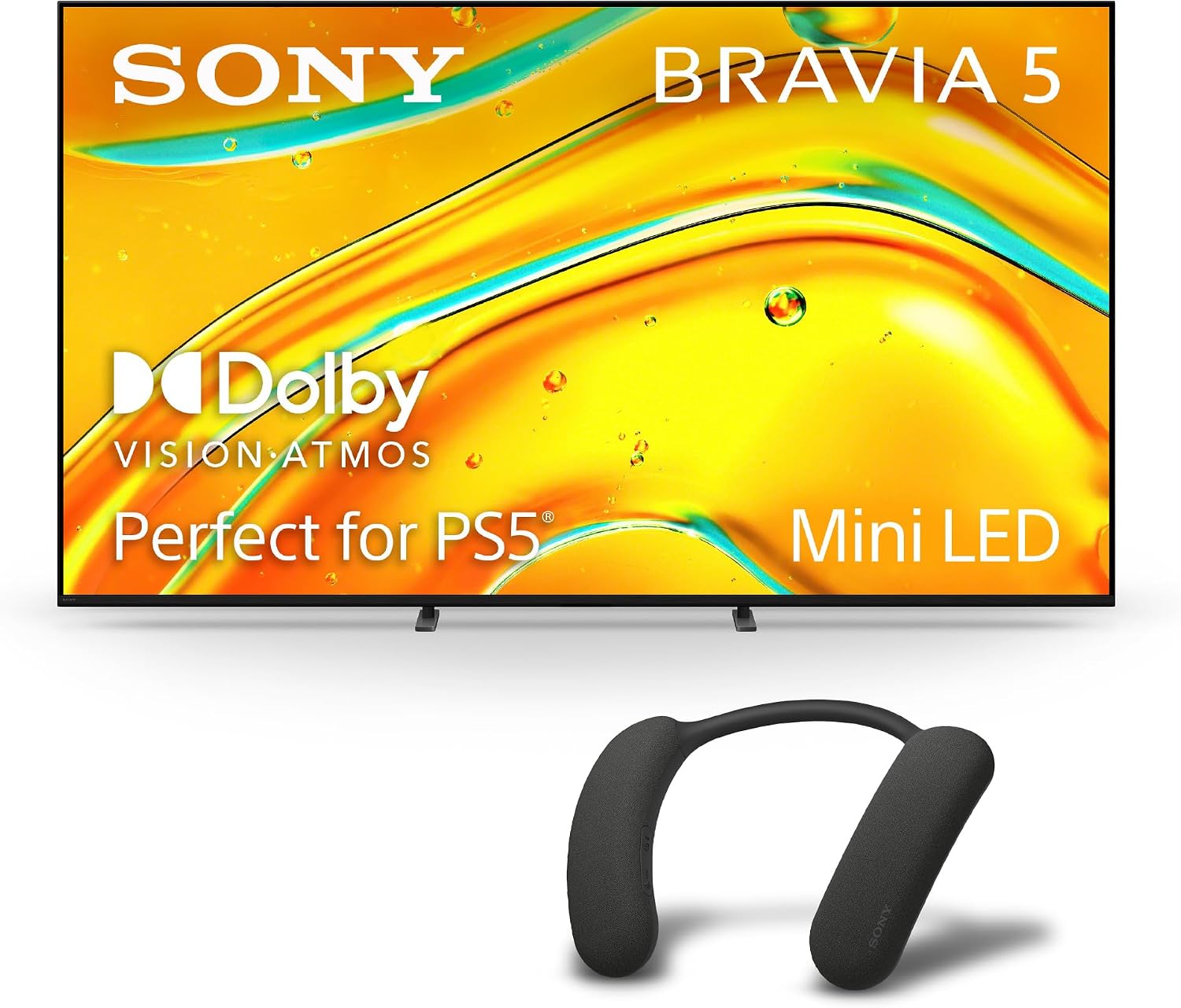 Sony BRAVIA 5 85 Inch 4K Mini LED Smart TV (K-85XR50, 2025) + BRAVIA Theater U Wireless Wearable Speaker (HT-AN7) Bundle
