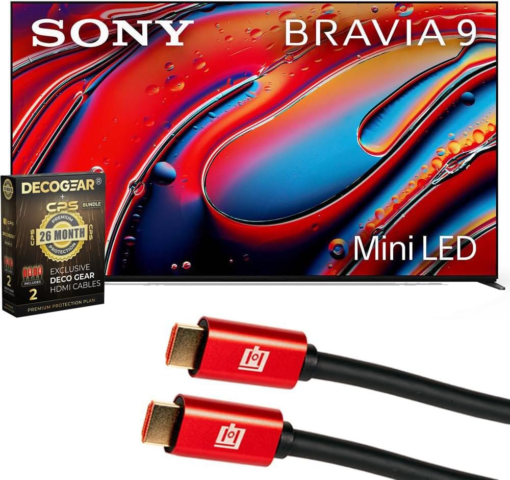 Sony K75XR90 BRAVIA 9 75 inch 4K HDR Smart QLED Mini-LED TV 2024 | Official USA Partner | with Deco Gear 4K HDMI 2.0 Cable x2 & CPS Exclusive 26 Month Protection Bundle (BEACH-CPS-263000)