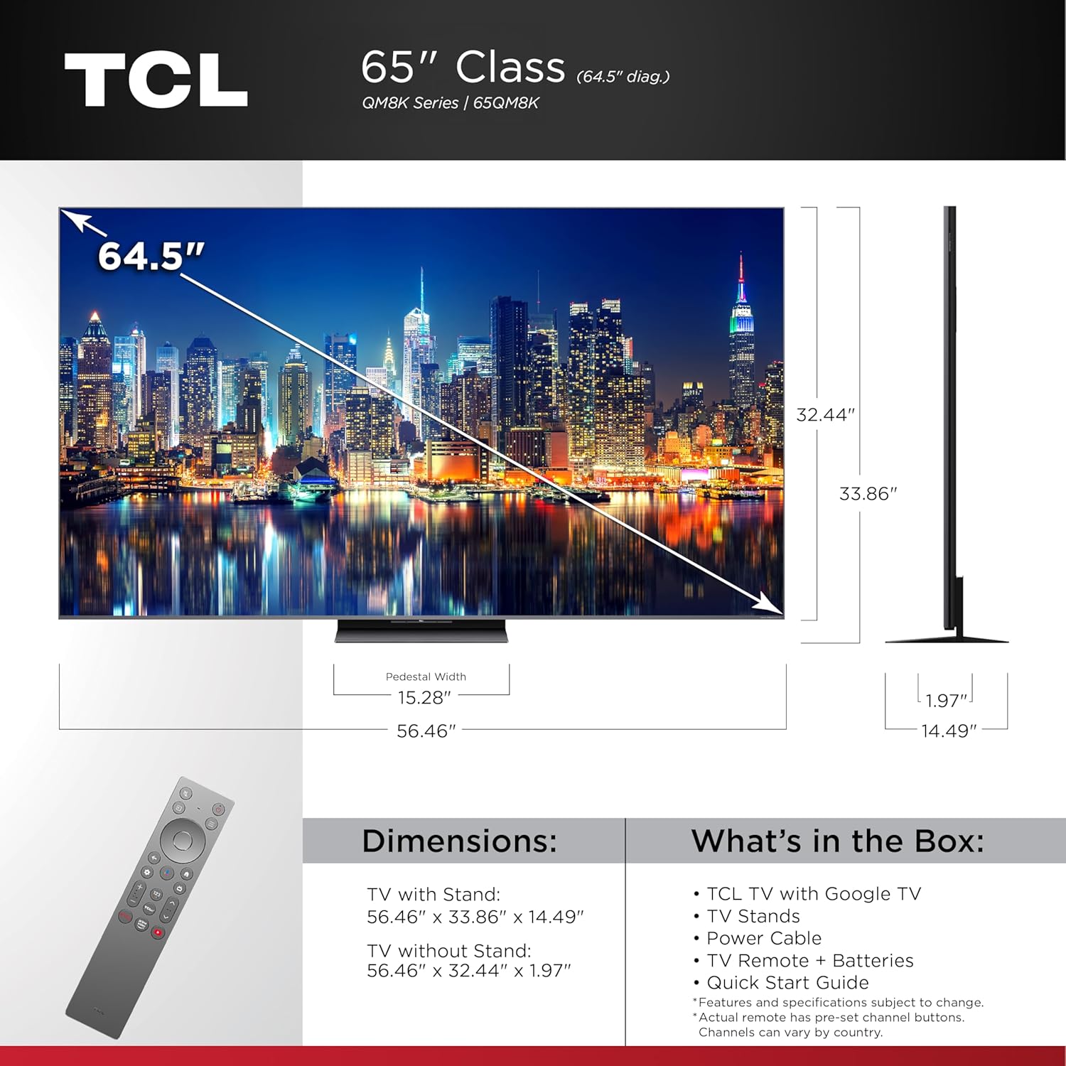 TCL 65 Inch Class QM8K Series | Mini LED QLED 4K HDR | 65QM8K, 2025 Model | 120HZ-144HZ Anti Reflective Wide Angle Screen Smart Google TV Dolby Atmos | Voice Remote Alexa Gaming Streaming Television - Image 2