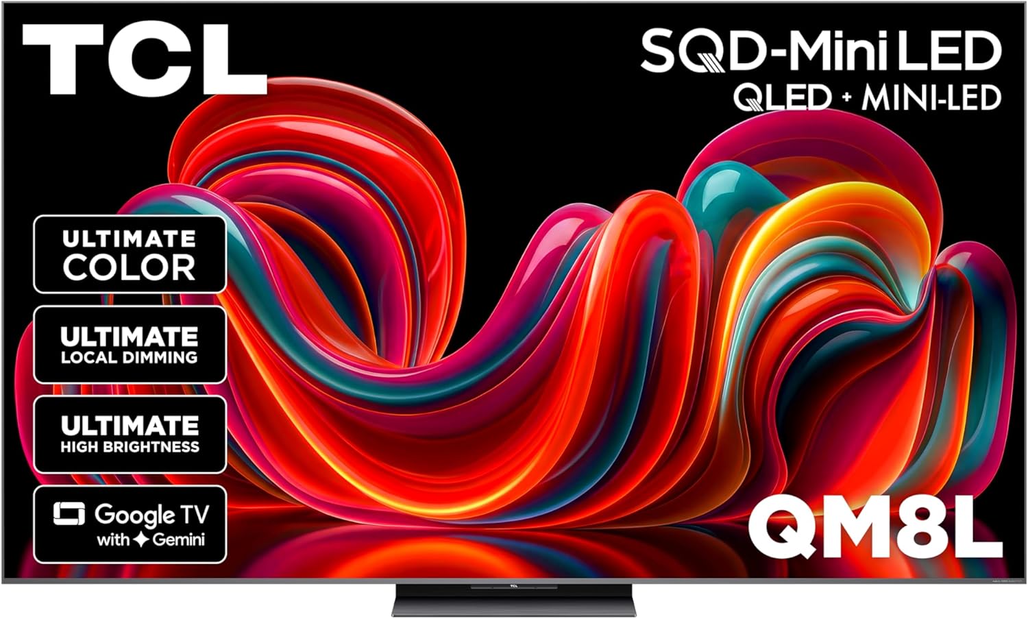 tcl 85 inch class qm8l series | sqd mini led qled smart tv | 85qm8l, 2026 model | 144hz | ultimate color brightness & contrast | google ai bang & olufsen | voice control gaming streaming television