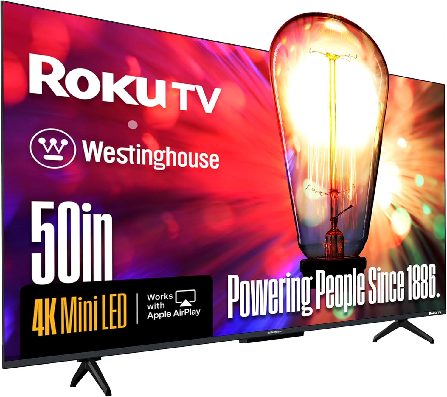 Westinghouse 50 Inch Mini LED 4K UHD Roku TV, Dolby Vision HDR, QLED Quantum Color, Local Dimming, MEMC Motion, Apple HomeKit & AirPlay 2