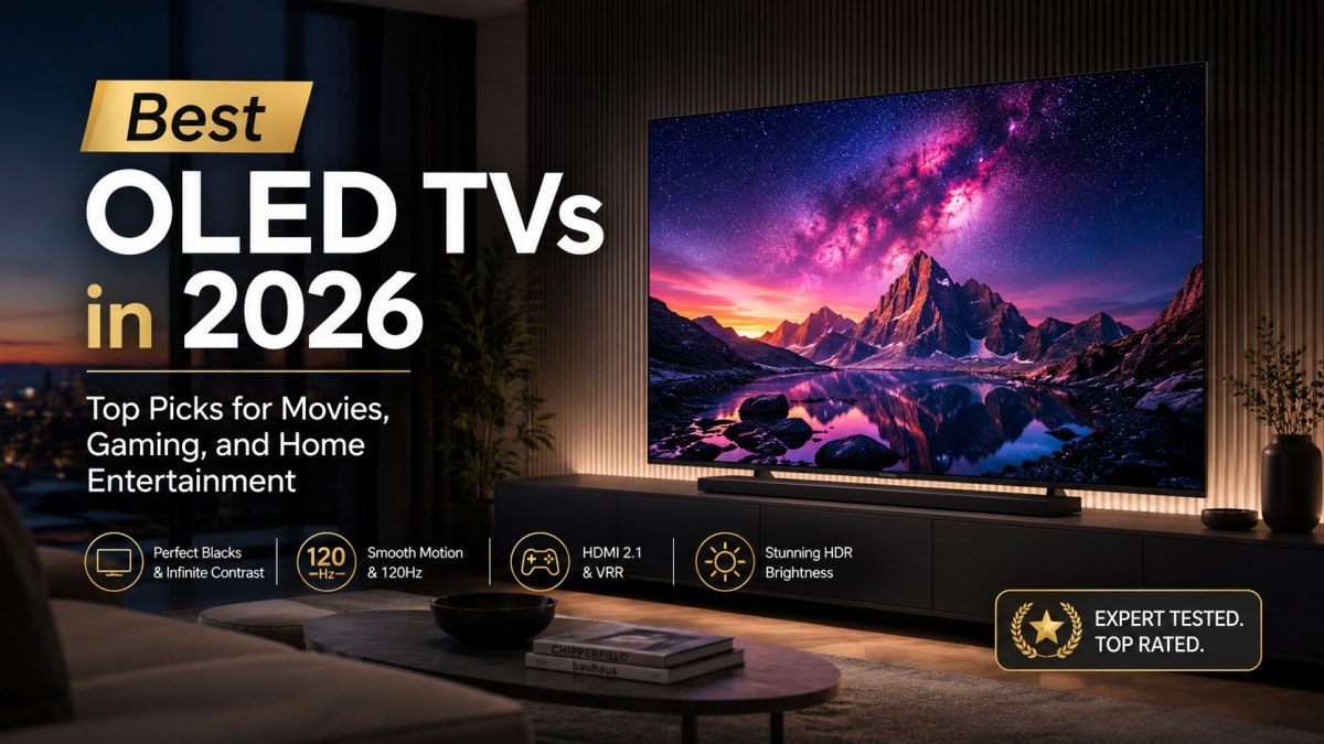 Best OLED TVs in 2026 comparison featuring premium OLED televisions for movies, gaming, and home entertainment