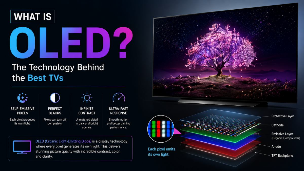 What Is OLED - OLED TV technology with self-emissive pixels, perfect blacks, and infinite contrast