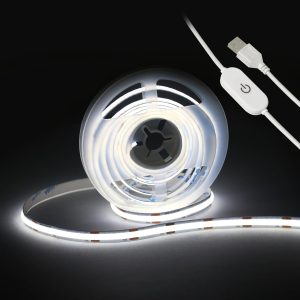 LED Strip Lights, USB COB Touch Dimmable 6000K White(6.56ft/2m) | 640 LEDs, USB 5V 10W, Flexible, For Bedroom Kitchen DIY Lighting Room Decor TV 3D